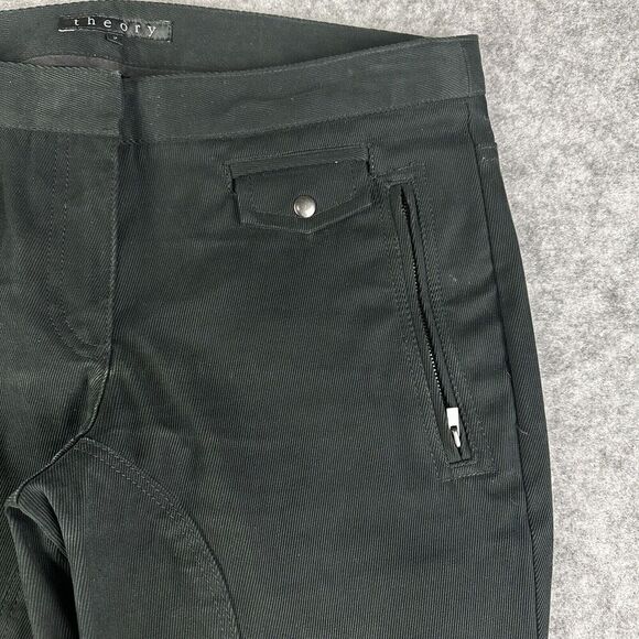 Theory Pants Womens 2 Black Riding Cotton Twill Ankle Zip Stretch Career Office - Picture 4 of 15